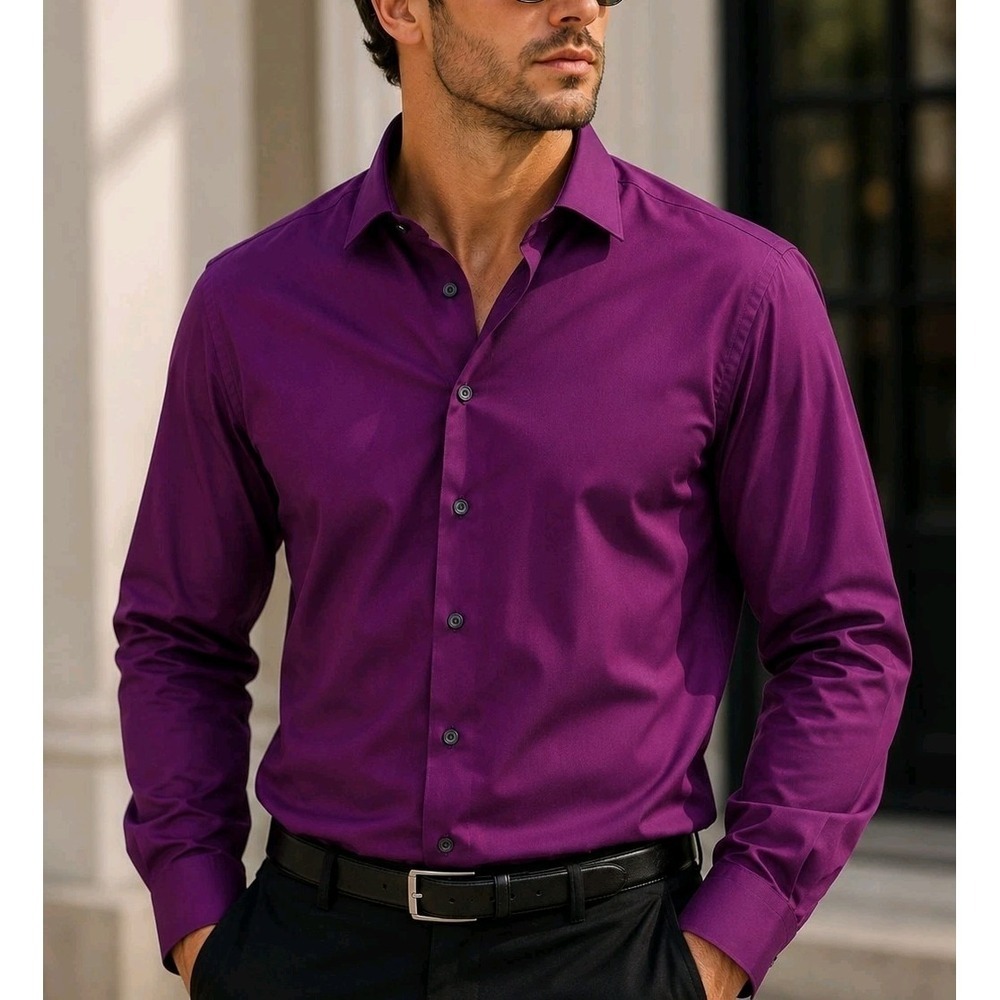 Unlisted Men XL Raspberry Purple Dress Shirt NWT Regular Fit 17-17.5